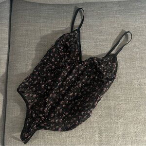 Floral Black Mesh Bodysuit